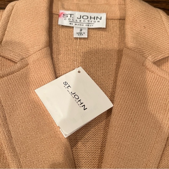 ST. JOHN Basics Santana Knit HONEY Blazer Jacket Gold Buttons 2 NWT - Picture 5 of 6